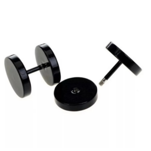 Men Black Dumbbell Earrings