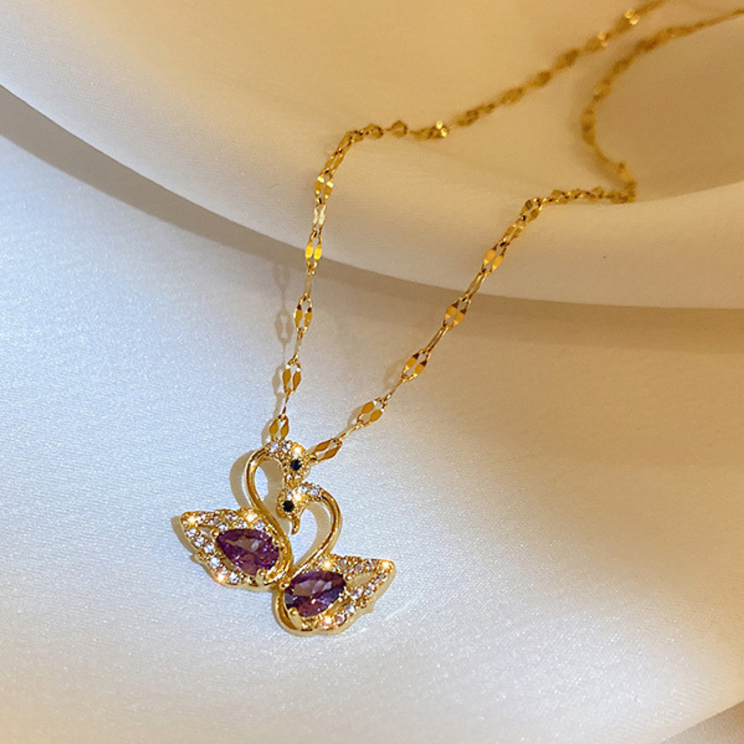 Zircon Double Swan Necklace