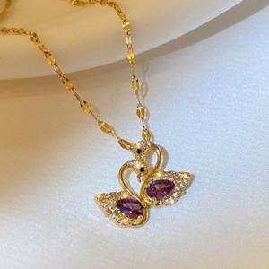 Zircon Double Swan Necklace