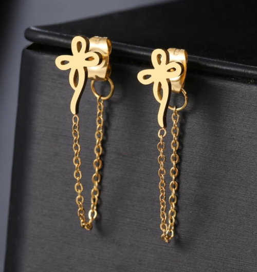 Flower-With-Chain-Earrings